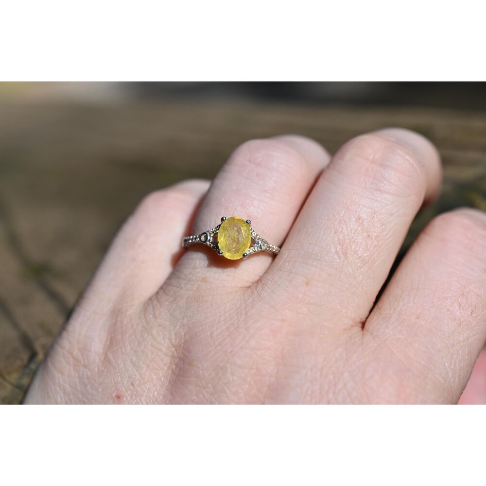 Yellow sapphire engagement ring size 7 in sterling silver